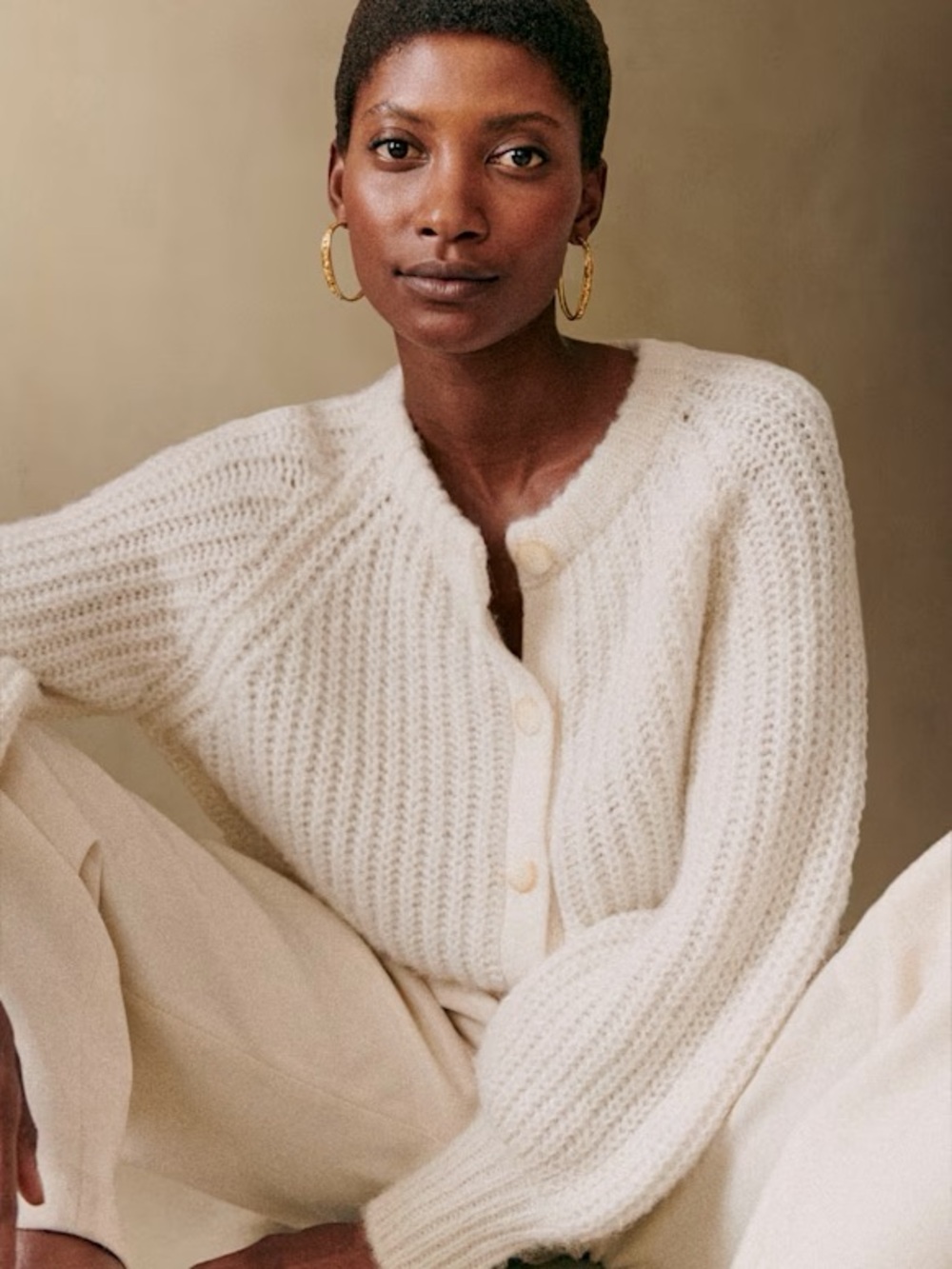 Sezane NWOT Emilie Alpaca Wool Blend Cardigan in Ecru Size Medium - Picture 4 of 8